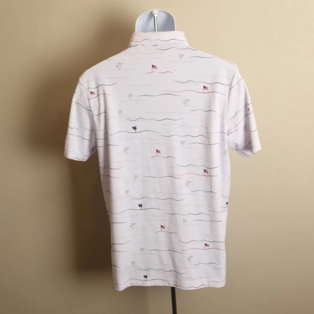 Travis Mathew Men's red, white and blue 4th of July golf s/s polo shirt Medium M - Picture 5 of 7